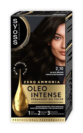 OLEO INTENSE-Краска для волос стойкая без аммиака Syoss Oleo Intense тон 2-10 черно-каштановый 115 мл-9000100815185-