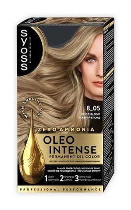 OLEO INTENSE-Краска для волос стойкая без аммиака Syoss Oleo Intense тон 8-05 бежевый блонд 115 мл-9000100840965-