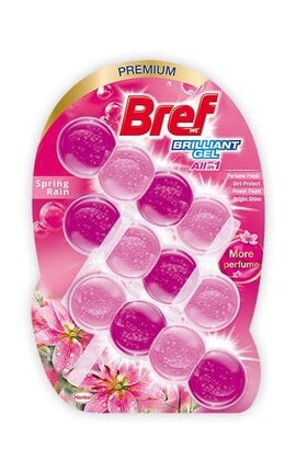 BREF-Туалетный блок для унитаза Bref Блестящий гель Весенний дождь 42 г х 3 шт-9000101509069-