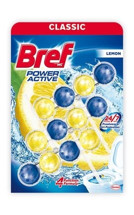 BREF-Блок гигиенический для унитаза Bref Сила-актив 4 в 1 Лимонная свежесть 150 г-9000100753463-