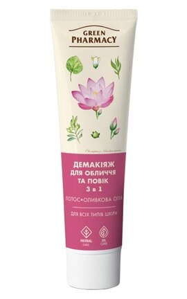 ЗЕЛЕНА АПТЕКА-Демакіяж для обличчя та повік Зелена Аптека 3в1 Оливкова олія та квіти лотоса 125 мл-4823015907142-