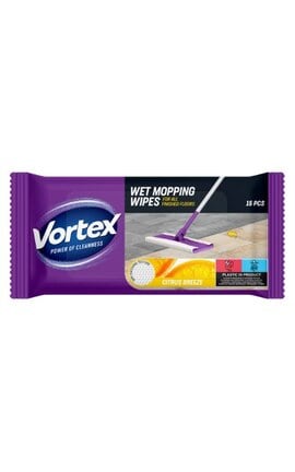 VORTEX-Господарчі вологі серветки Vortex Citrus Breeze для підлоги 15 шт-4823071663549-