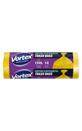 VORTEX-Мешки для мусора Vortex LDPE 70x110 см желтые 120 л 10 шт-4823071641134-