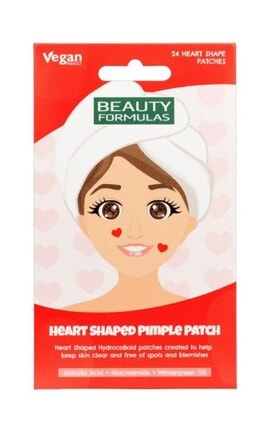 BEAUTY FORMULAS-Гидроколлоидные пластыри в форме сердца Beauty Formulas для коррекции недостатков кожи 24 шт-5012251014205-