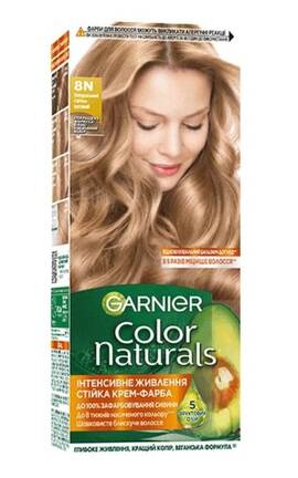 COLOR NATURALS-Стійка фарба для волосся Garnier Color Naturals Інтенсивне живлення 8N Натуральний світло-русявий 112 мл-3600542404679-