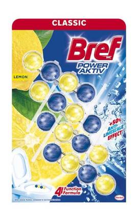 BREF-Туалетні блоки для унітазу Bref Сила Актив Лимонна свіжість 4 шт-9000101308907-