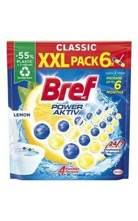 BREF-Туалетні блоки для унітазу Bref Сила актив Лимон 6 шт х 50 г-9000101591965-