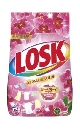 LOSK-Пральний порошок Losk Ароматерапія Автомат Ефірні масла та аромат Малазійської квітки 14 циклів прання 2.1 кг-9000101805369