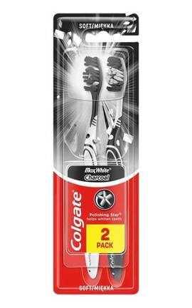 COLGATE-Зубна щітка Colgate Max White Charcoal чорна відбілювальна м'яка 2 шт-8718951382602-