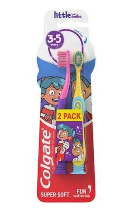 COLGATE-Дитяча зубна щітка Colgate Kids’ Smiles Супер м’яка 3-5 років 2 шт-8718951613997-