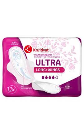KRUIDVAT-Женские гигиенические прокладки Kruidvat Ultra Long Plus 12 шт-8720674233147