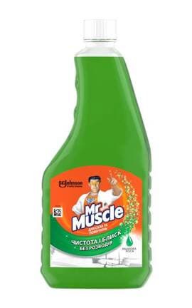 MR MUSCLE-Средство для мытья стекол Mr Muscle с нашатырным спиртом «Утренняя роса» сменный блок 500 мл-4823002000160-