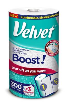 VELVET-Бумажные полотенца Velvet Boost! 3 слоя, 150 листов-5901478008701-