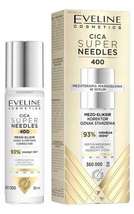 EVELINE-Мезо-еліксир Eveline Cosmetics Cica Super Needles 400 коректор ознак старіння шкіри обличчя 30 мл-5903416084389-