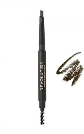 REVOLUTION-Карандаш для бровей Makeup Revolution Duo Brow Definer Pencil Dark Brown 1 шт-5057566708326-