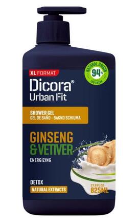 DICORA URBAN FIT-Гель для душу Dicora Urban Fit Енергізуючий детокс Ветивер та женьшень 825 мл-8429871993846-