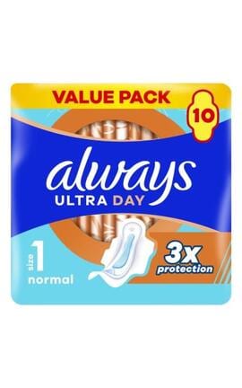 ALWAYS-Гігієнічні прокладки Always Ultra Normal (Розмір 1) 10 шт-8700216861120-