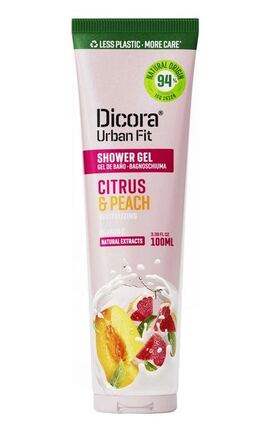 DICORA URBAN FIT-Живильний гель для душу Dicora Urban Fit Citrus & Peach Цитрус та персик з вітаміном С 100 мл-8429871993358-