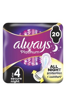 ALWAYS-Гігієнічні прокладки Always Platinum Secure Night Розмір 4 20 шт-8700216186797-