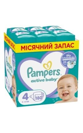 PAMPERS-Подгузники Pampers Active Baby 4 (9–14 кг) 180 шт-8006540032725-