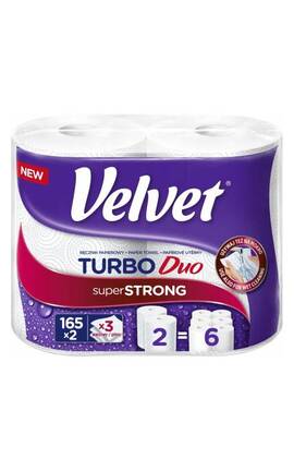 VELVET-Бумажные полотенца Velvet Turbo Duo Super Strong 3 слоя 2 шт-5901478013149-