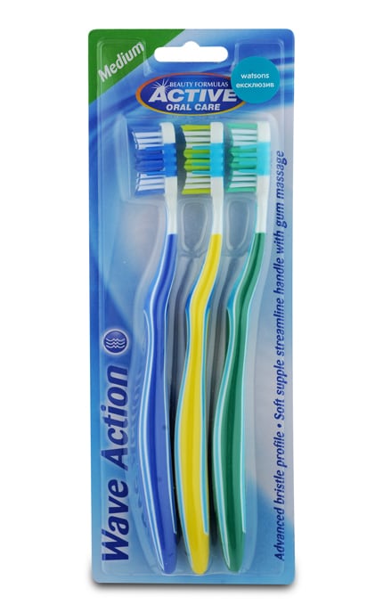 BEAUTY FORM ACTIVE-Зубні щітки Wave Action Medium, 3 шт-5012251012003