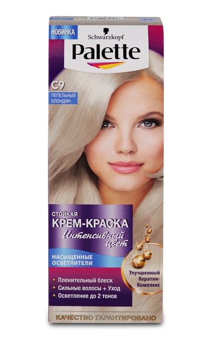 PALETTE-Крем-краска для волос стойкая Palette оттенок C9 Пепельный блондин 1 шт-8593841004679