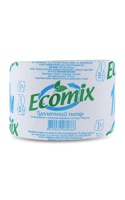 ECOMIX-Туалетний папір Ecomix з гильзою, 100 м-4820084260666