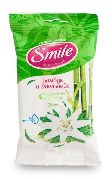 SMILE-Серветки вологі Smile Дейлі трави mix, 15 шт-4820048481960