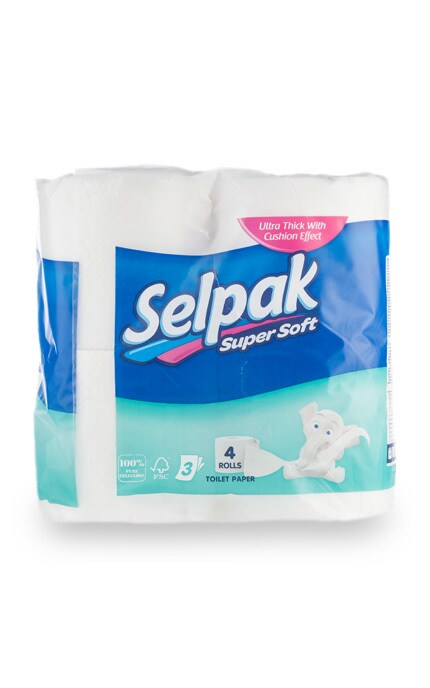 SELPAK-Папір туалетний Selpak білий 3-х шаровий, 4 шт-8690530204492