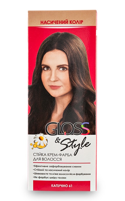 GLOSS and STYLE-Крем-краска для волос стойкая Gloss&Style 61 капучино 130 мл-4823001603973
