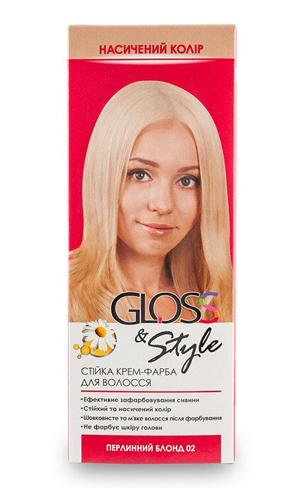 Крем-краска для волос стойкая Gloss&Style 02 жемчужный блонд 130 мл ...