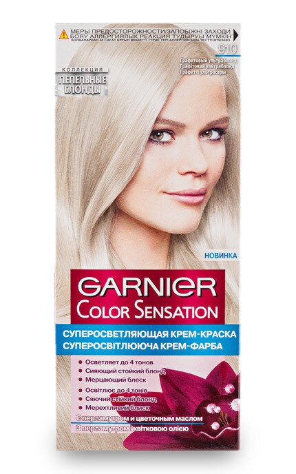 GARNIER COLOR SENSATION-Стійка крем-фарба для волосся Garnier Color Sensation, 910 графітовий ультра-блонд-3600541929845