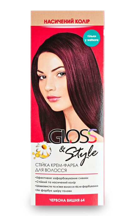 Крем-краска для волос стойкая Gloss&Style 64 красная вишня 130 мл | Watsons
