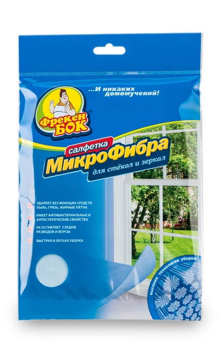 ФРЕКЕН БОК-Серветка з мікрофібри Фрекен Бок для скла та дзеркал, 1 шт-4820048482776