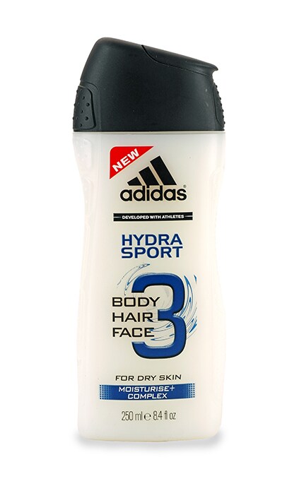 Гель для душа мужской Adidas 3 в 1 Body-Hair-Face Hydra Sport средство для умывания и шампунь 250 мл