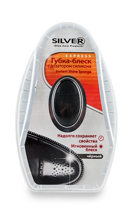 SILVER-Губка-блиск для взуття Silver з дозатором силікону чорна 6 мл-8690757001959