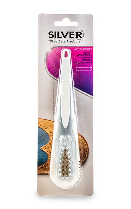 SILVER-Щетка для замши, нубука и велюра Silver 4-х сторонняя 1 шт-8690757000617