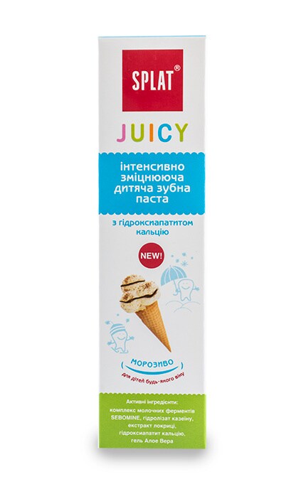 Зубная паста детская Splat Junior Juicy Укрепляющее мороженое с гидроксиапатитом 35 мл