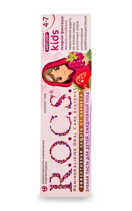 R.O.C.S.-Зубная паста R.O.C.S. Kids Малина и клубника для детей 4-7 лет-4607034470517