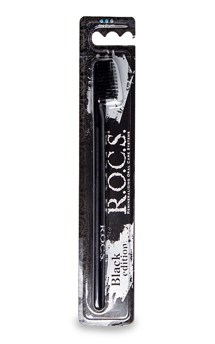R.O.C.S.-Зубная щетка R.O.C.S. Black Edition Classic для взрослых средняя-4607152730425