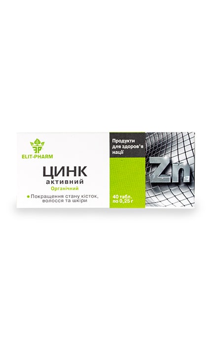 ЕЛІТ-ФАРМ-Диетическая добавка Elit-Pharm Цинк активный органический-4820060421081