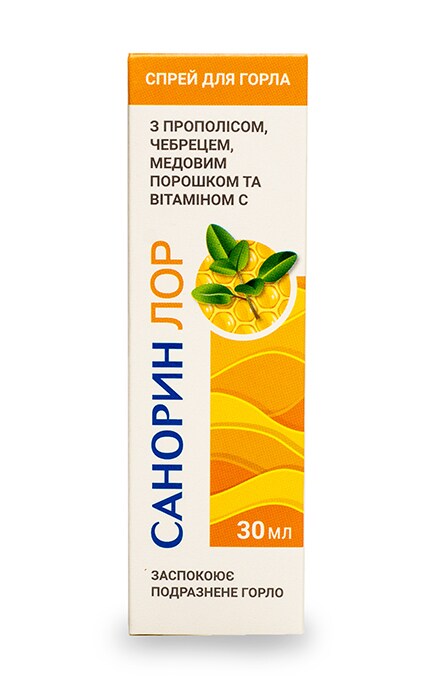PHARMALINK-Спрей для горла Санорин Лор с прополисом, чабрецом, медовым порошком и витамином С-8436542621472