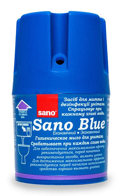 Блок для мытья и дезинфекции унитаза Sano Blue для сливного бачка