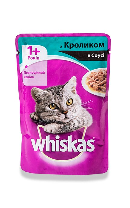 WHISKAS-Консервированный корм Whiskas Полнорационный С кроликом в соусе-5900951021541