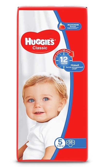 HUGGIES-Підгузки дитячі Huggies Classic Mega 11-25 кг, 58 шт-5029053541006