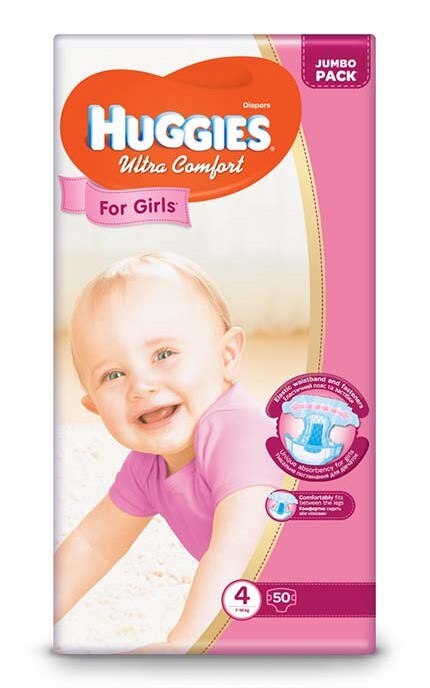 HUGGIES-Підгузки Huggies Ultra Comfort дитячі гігієнічні для дівчаток 4 розмір-5029053565378