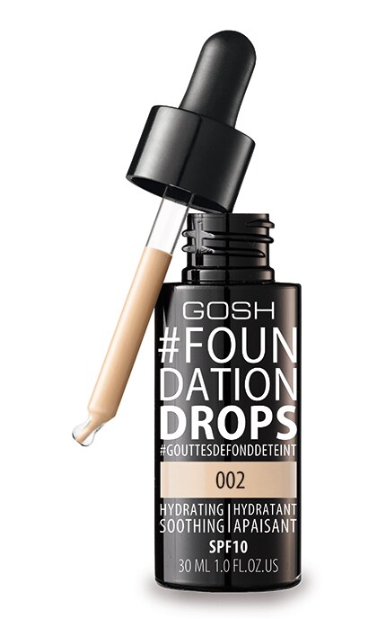 GOSH-Тональный крем Gosh Foundation Drops увлажняющий Ivory 002, SPF 10-5711914060435