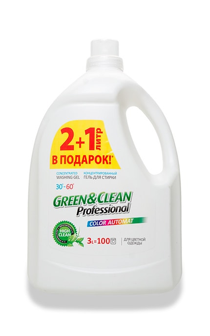 GREEN&CLEAN-Гель для стирки Green & Clean Professional Концентрированный для цветной одежды-4823069702403