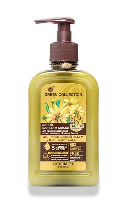 GREEN COLLECTION-Мягкая бальзам-маска Green Collection дополнительный объём и сияющий блеск-4823080003190